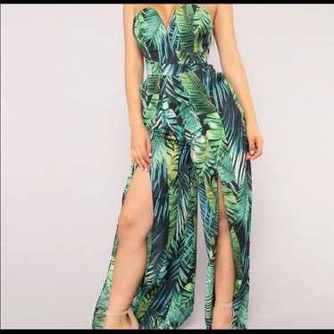 Tropical leaf jumpsuit