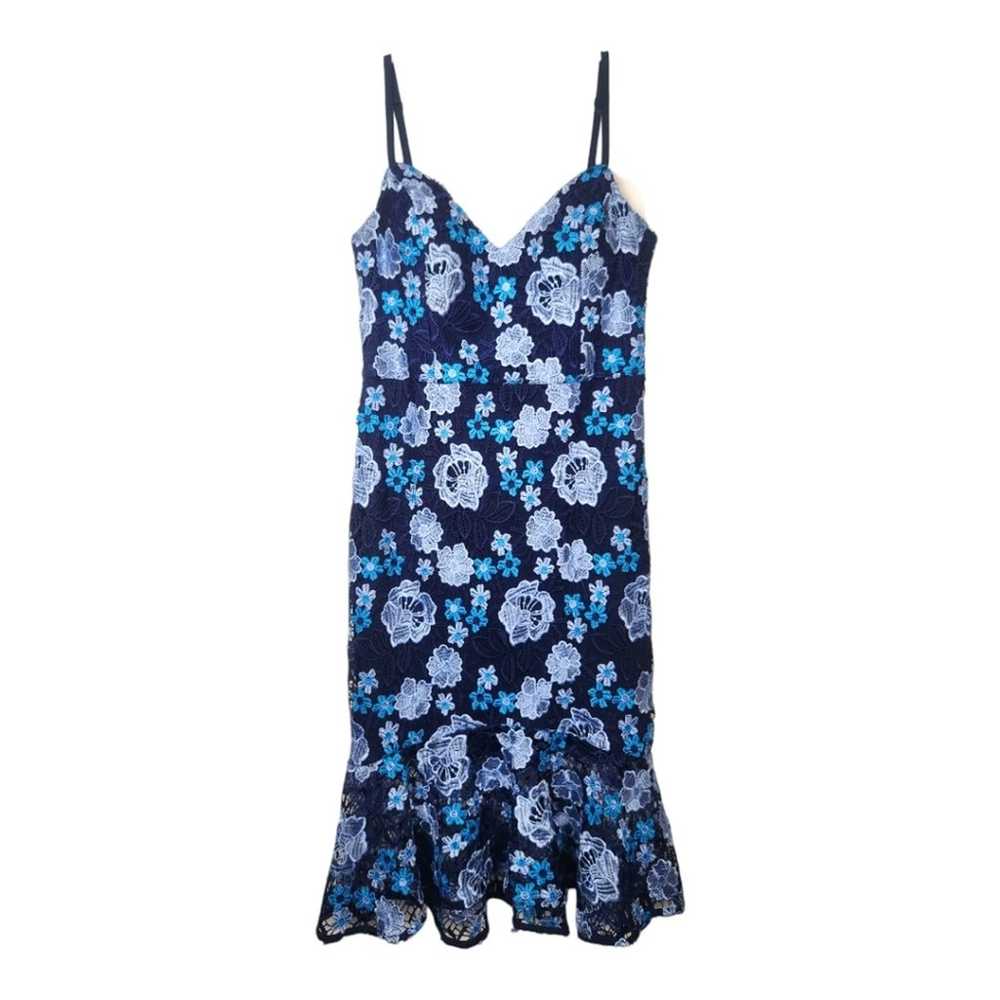 GUESS Floral Laced Sleeveless Blue Midi Slip Dres… - image 2