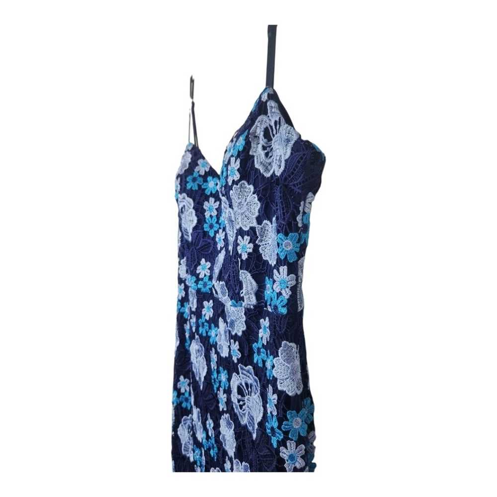 GUESS Floral Laced Sleeveless Blue Midi Slip Dres… - image 4