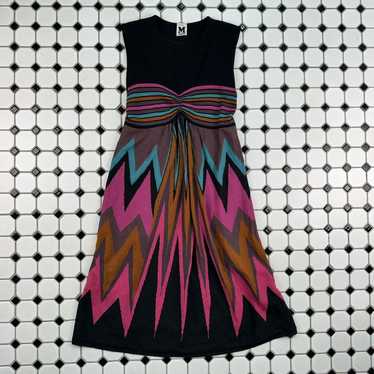 Missoni M Zigzag Knit Striped Dress, Black, Size 8