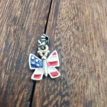 Butterfly USA patriotic flag charm pendant - image 1