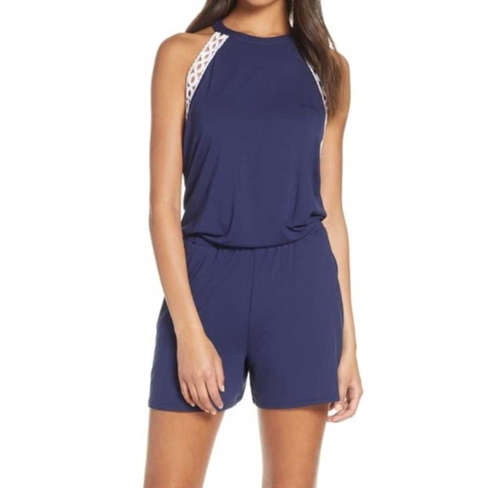 Lilly Pulitzer Women Lala Romper Size Medium Navy… - image 1