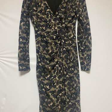 MaxMara Camouflage Print Long Sleeve Knee-Length … - image 1