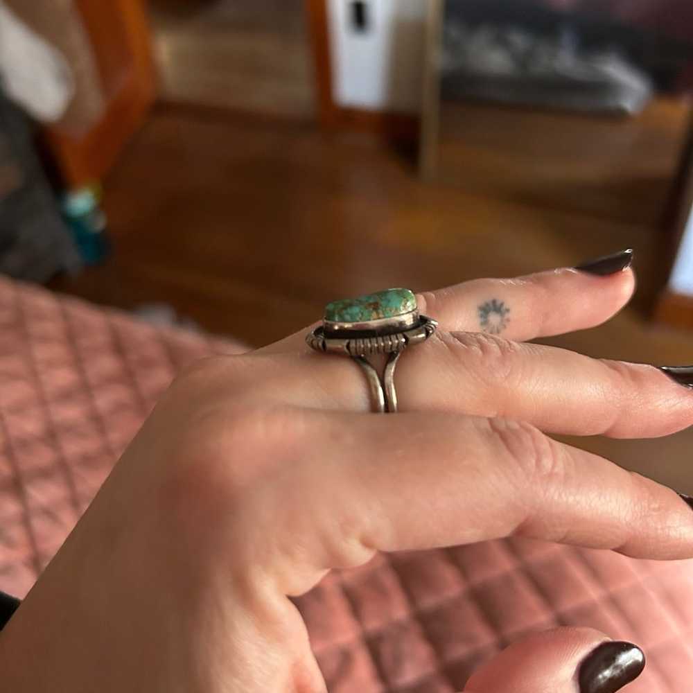 Turquoise sterling silver ring - image 2