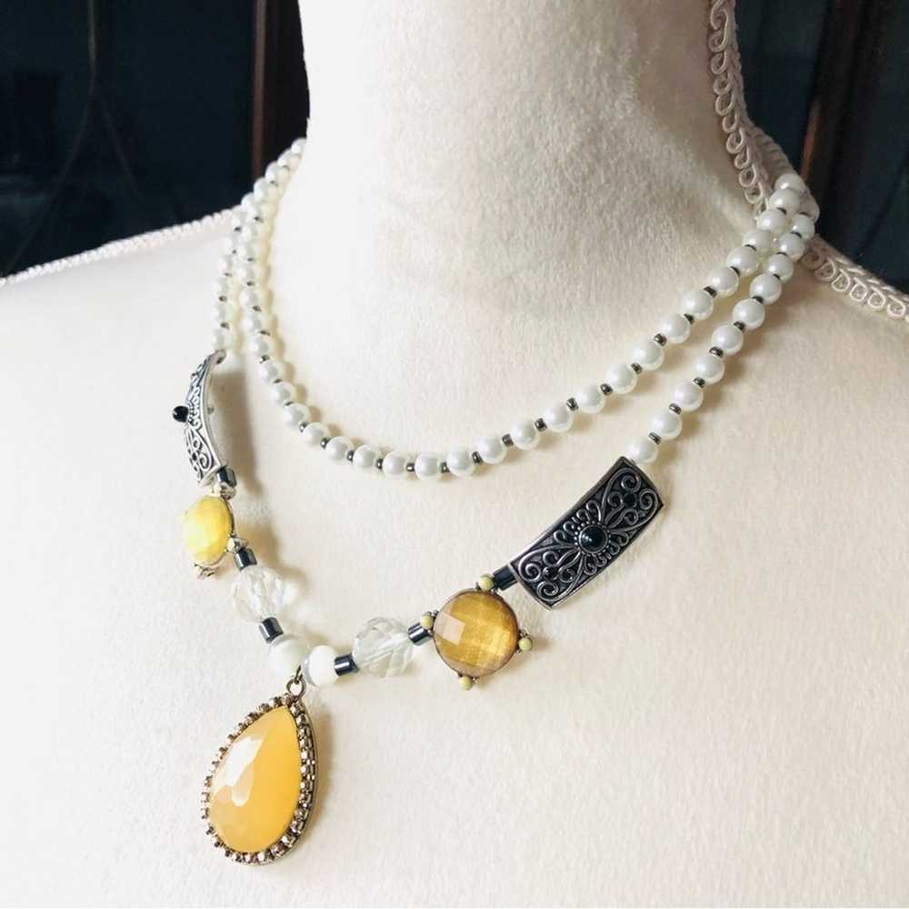 Handcrafted beaded Czech Pearl genuine yellow dra… - image 1