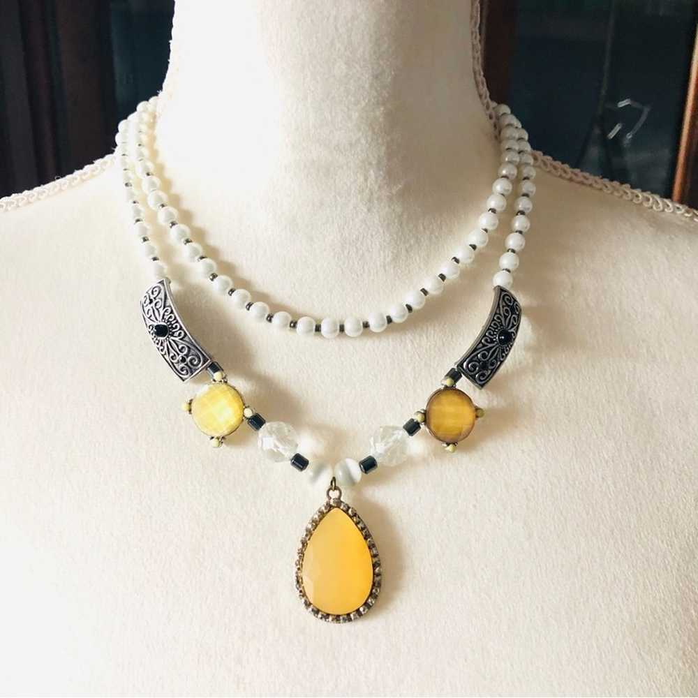 Handcrafted beaded Czech Pearl genuine yellow dra… - image 2