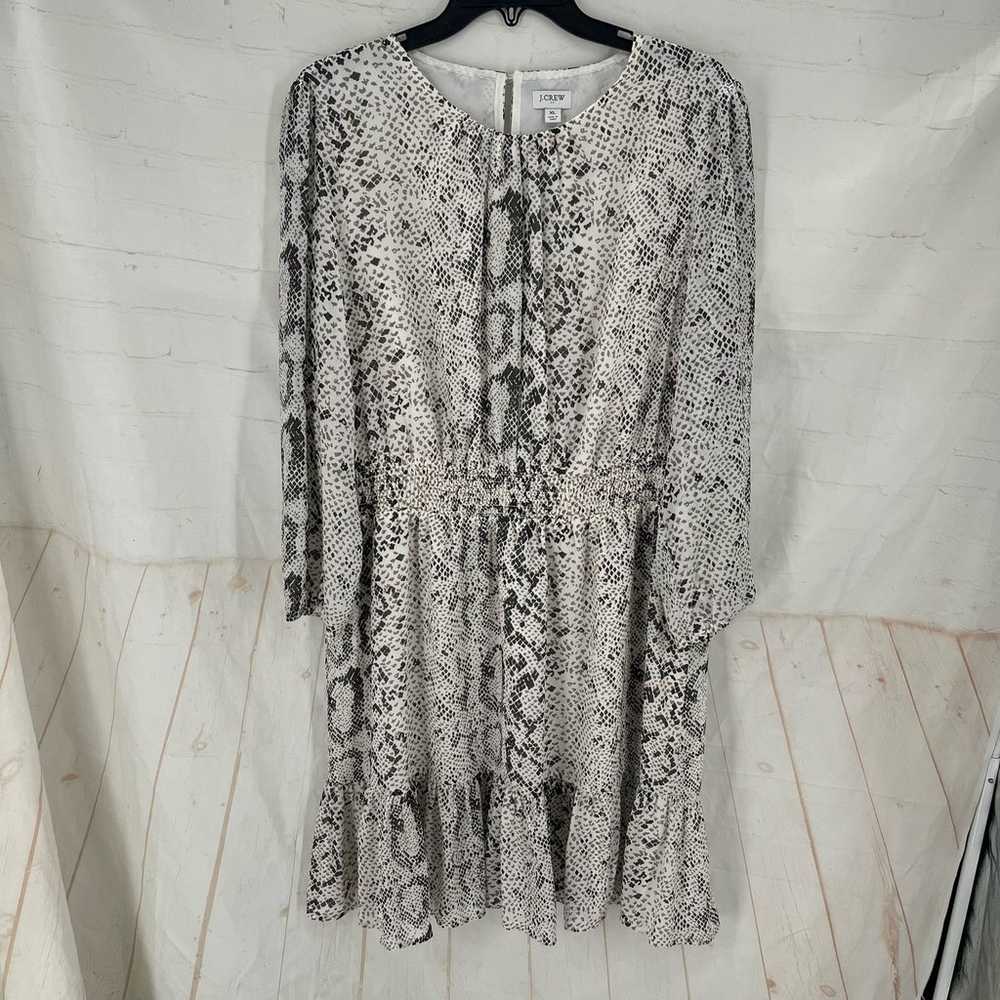 J CREW long sleeve snake print ruffle hem smock d… - image 10