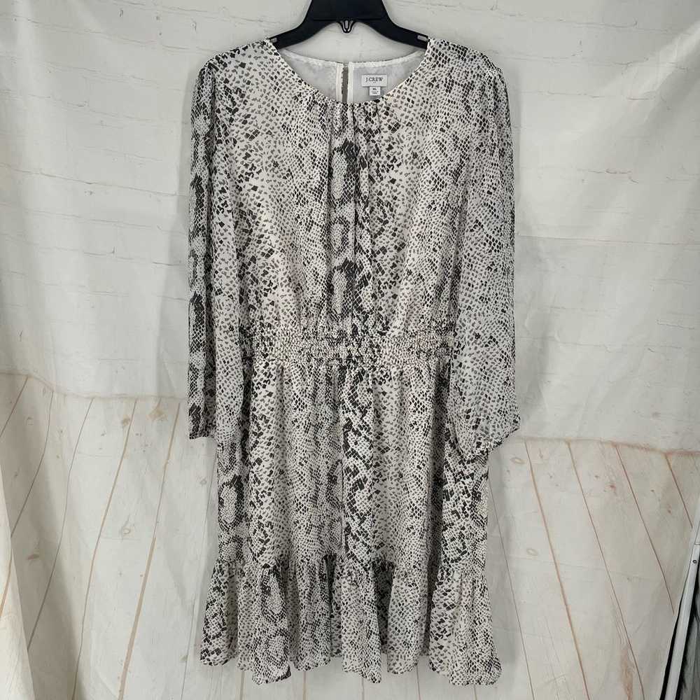 J CREW long sleeve snake print ruffle hem smock d… - image 3