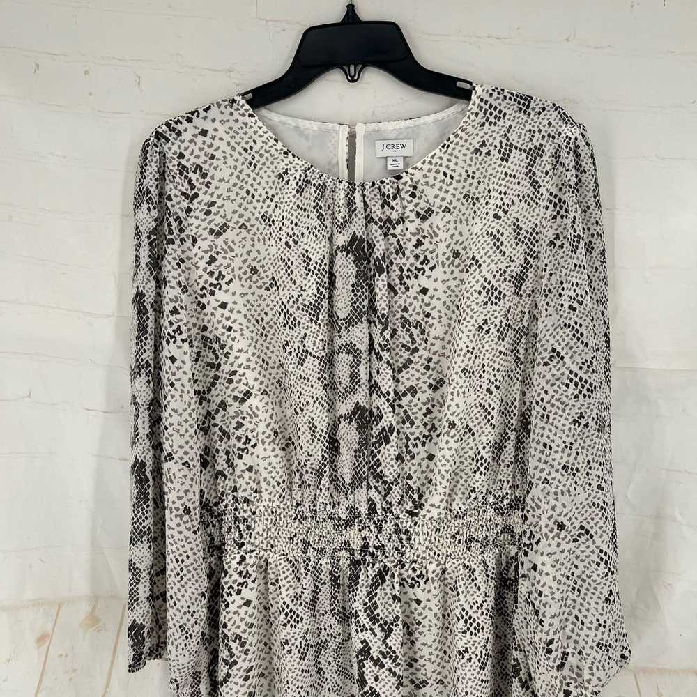 J CREW long sleeve snake print ruffle hem smock d… - image 6