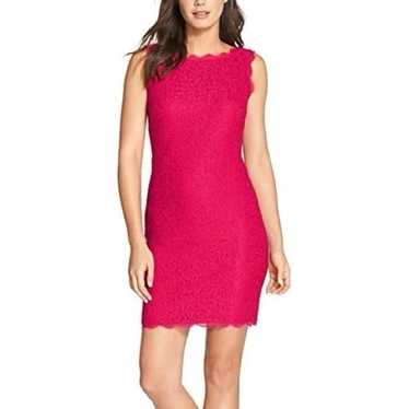 Adrianna Papell Dress Zipper Lace Hot Pink Sz 10