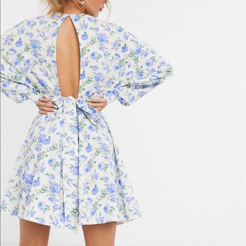 ASOS  blue floral Cottagecore print open back fit… - image 1