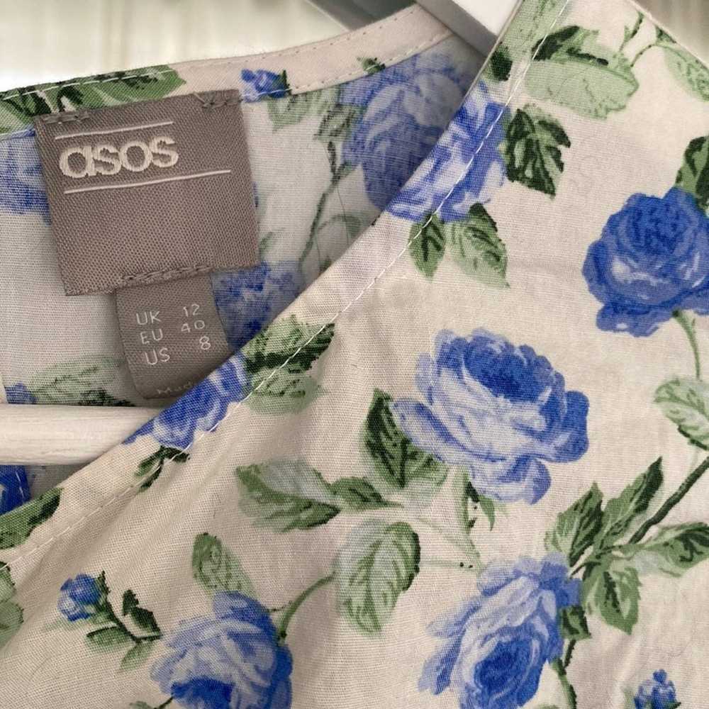 ASOS  blue floral Cottagecore print open back fit… - image 3