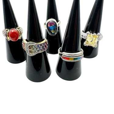 Jewelry Lot 5 Womens Rings Sterling Silver Multi G