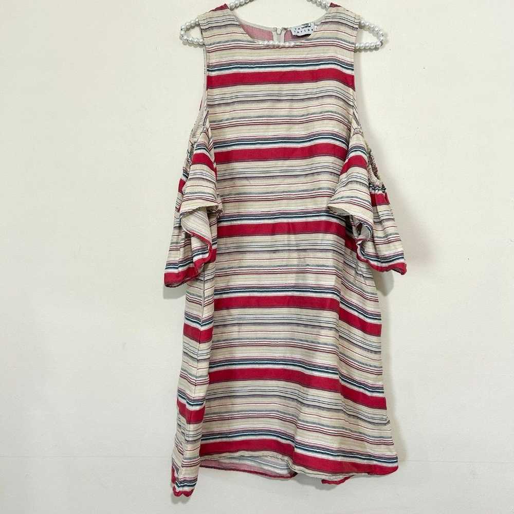 Tanya Taylor Striped Linen Blend Off the Should S… - image 3