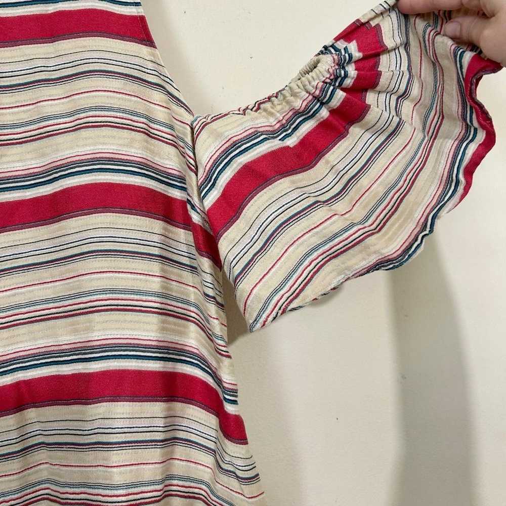 Tanya Taylor Striped Linen Blend Off the Should S… - image 4