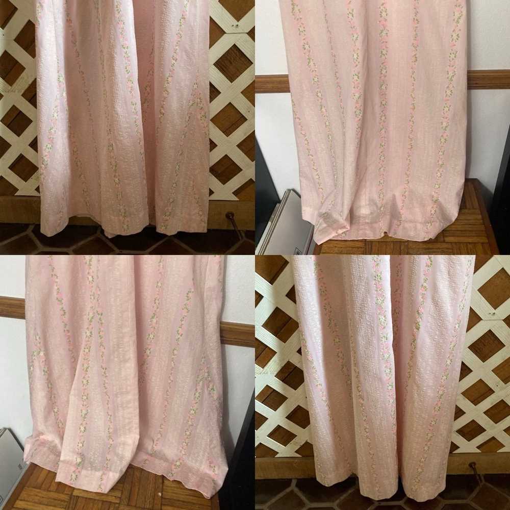 Vintage pale pink floral stripe maxi dress with f… - image 7