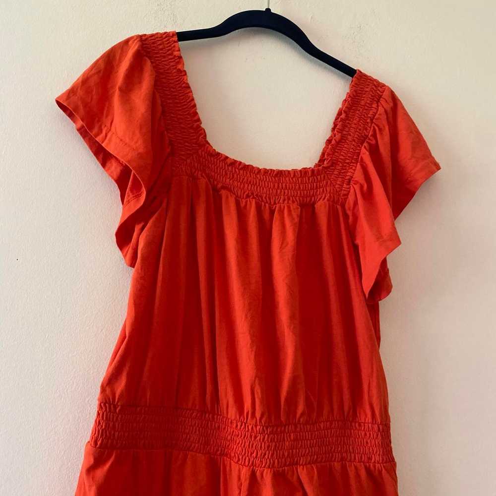 J Crew orange ruffle square neck romper - image 2