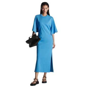 COS Blue Draped Sleeve Midi T Shirt Dress Size Me… - image 1