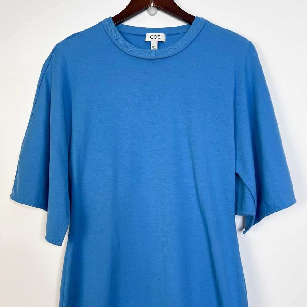 COS Blue Draped Sleeve Midi T Shirt Dress Size Me… - image 3