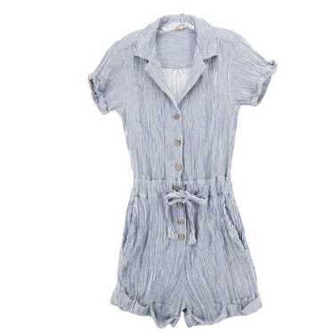 FAHERTY Izzy Romper Blue White Stripe Gauze 100% … - image 1