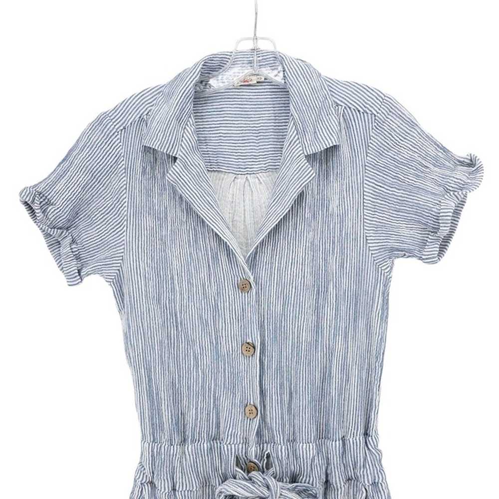 FAHERTY Izzy Romper Blue White Stripe Gauze 100% … - image 3