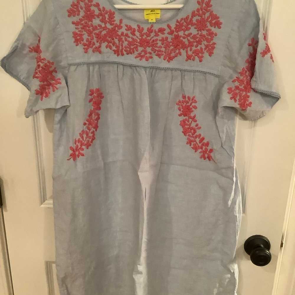 Roberta Roller Rabbit embroidered linen dress Sz … - image 2