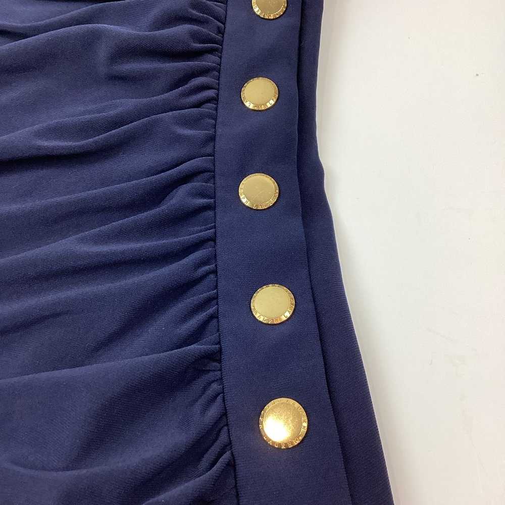 Lauren Ralph Lauren Navy Blue Side Ruched Gold Bu… - image 4