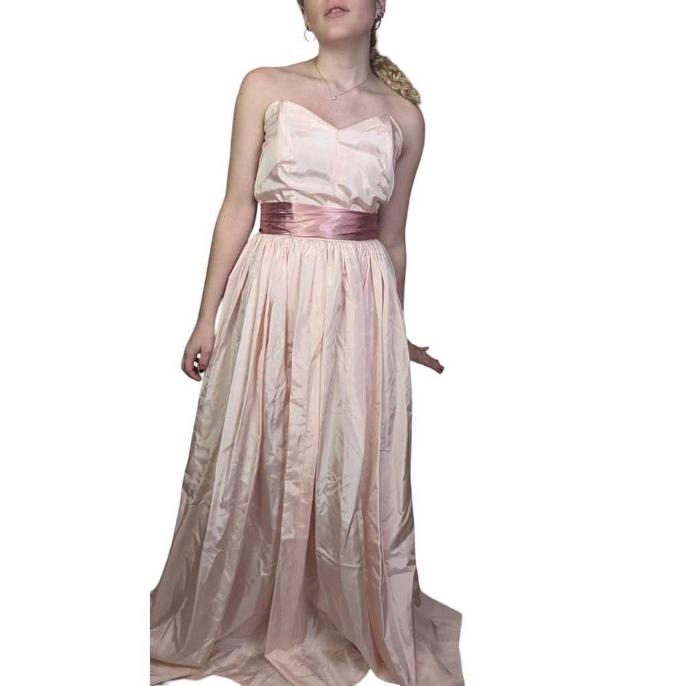 Vintage Strapless 1950s Formal Dress Gown Pink - image 1