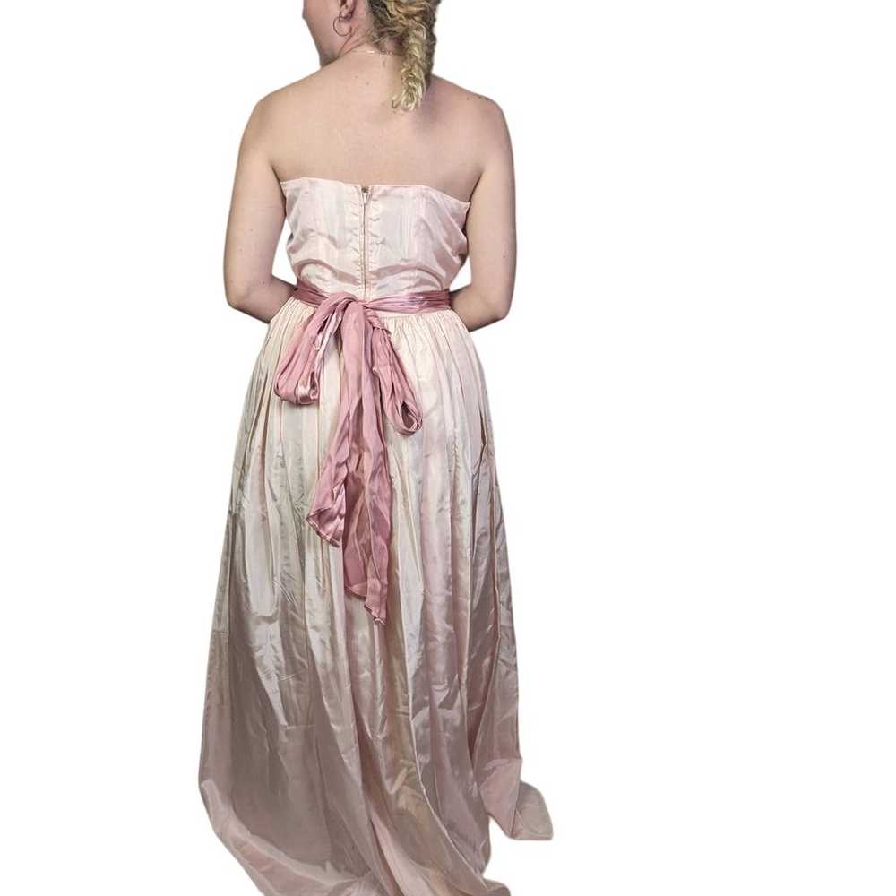 Vintage Strapless 1950s Formal Dress Gown Pink - image 2