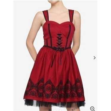 Hot Topic Women's Red Roses Lace Front Bodice Mini