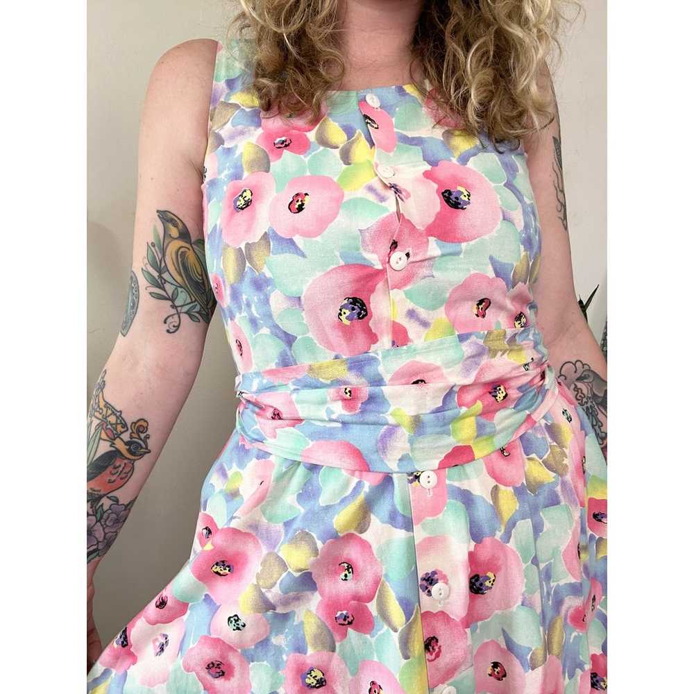 80’s Preppy Cotton Floral Midi Dress - image 10