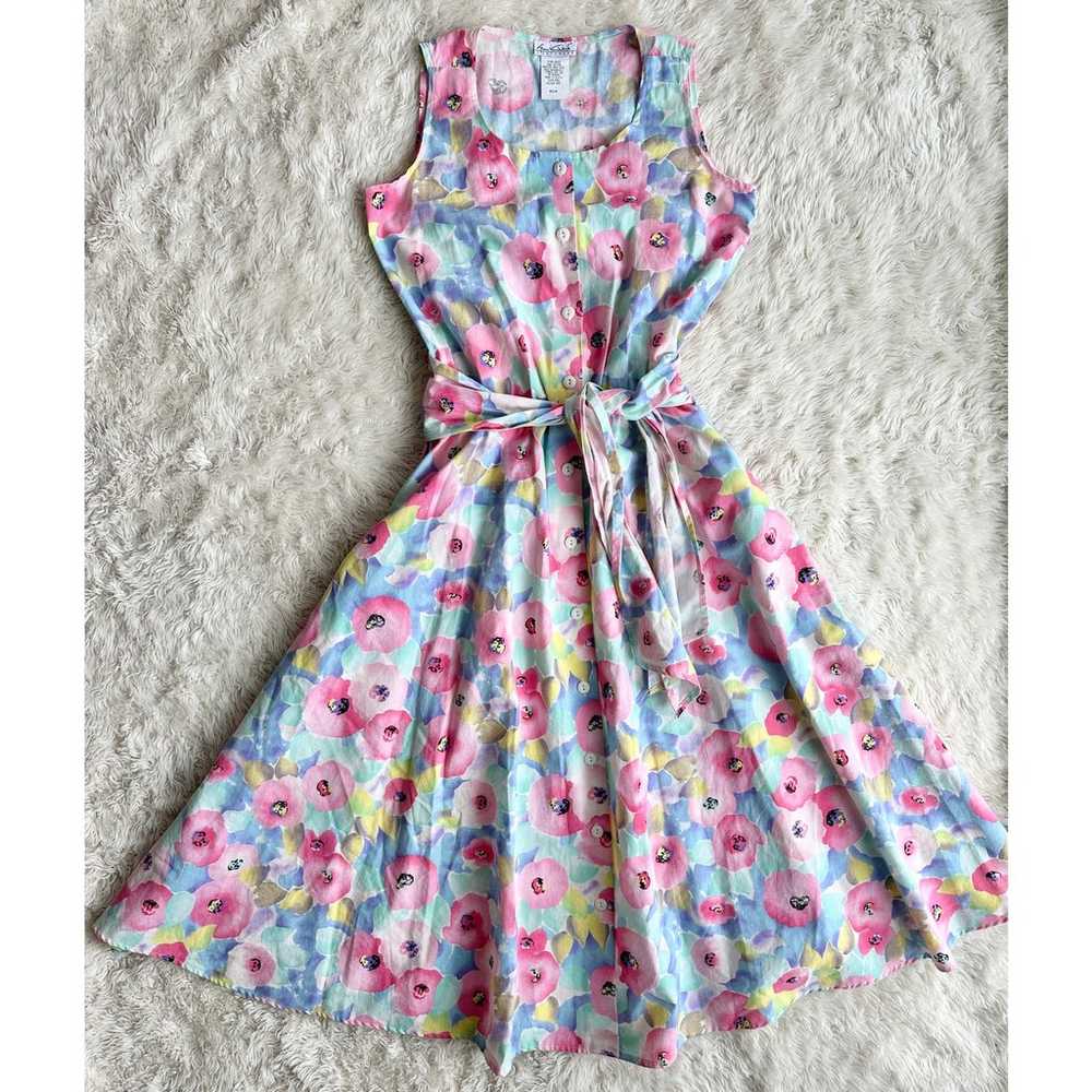 80’s Preppy Cotton Floral Midi Dress - image 2