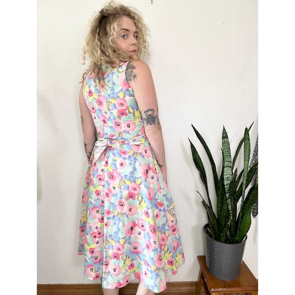 80’s Preppy Cotton Floral Midi Dress - image 6