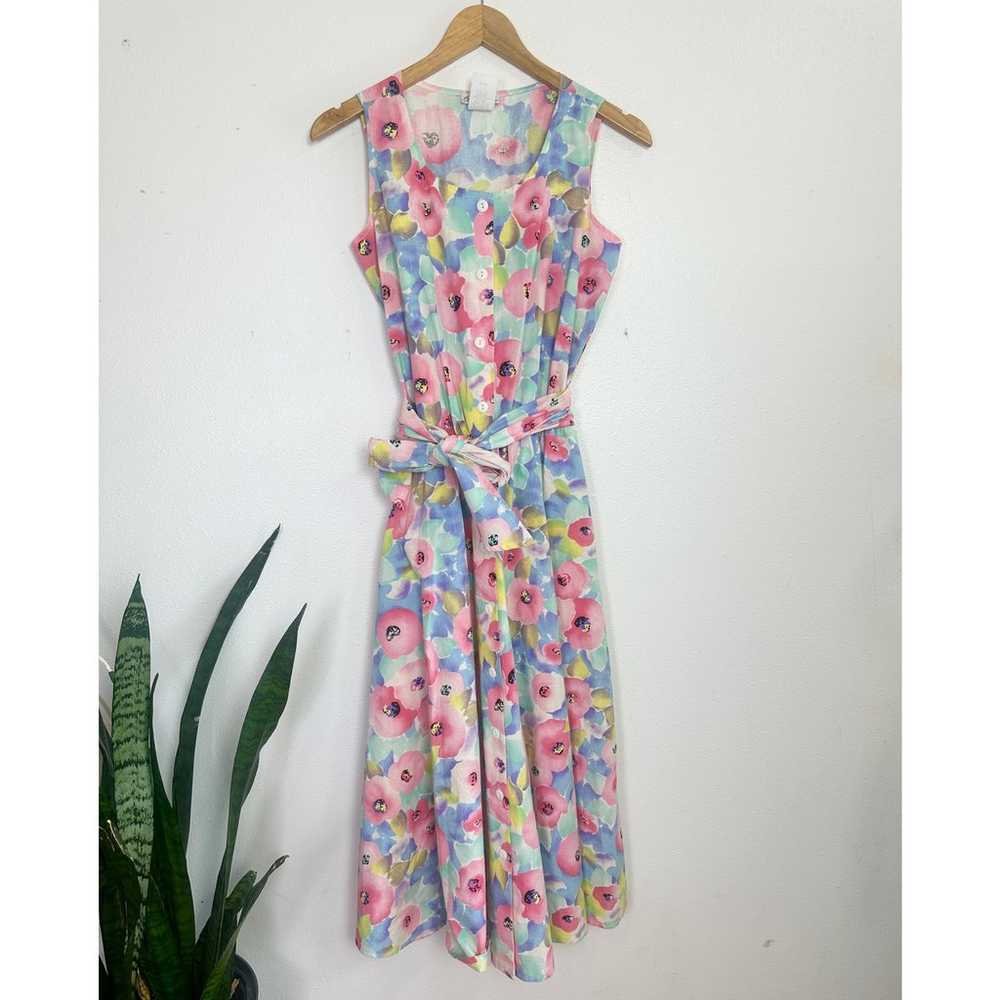 80’s Preppy Cotton Floral Midi Dress - image 8