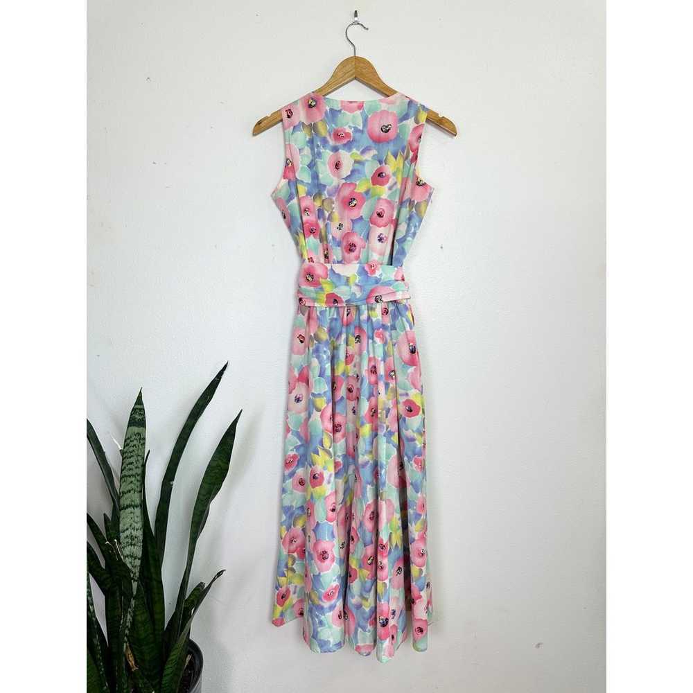 80’s Preppy Cotton Floral Midi Dress - image 9