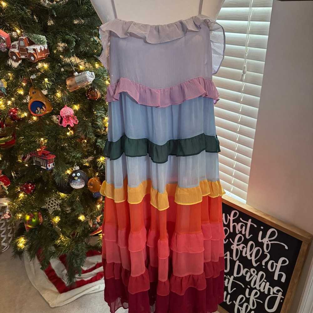 Tiered Ruffle Rainbow Midi dress by Storia, size … - image 1