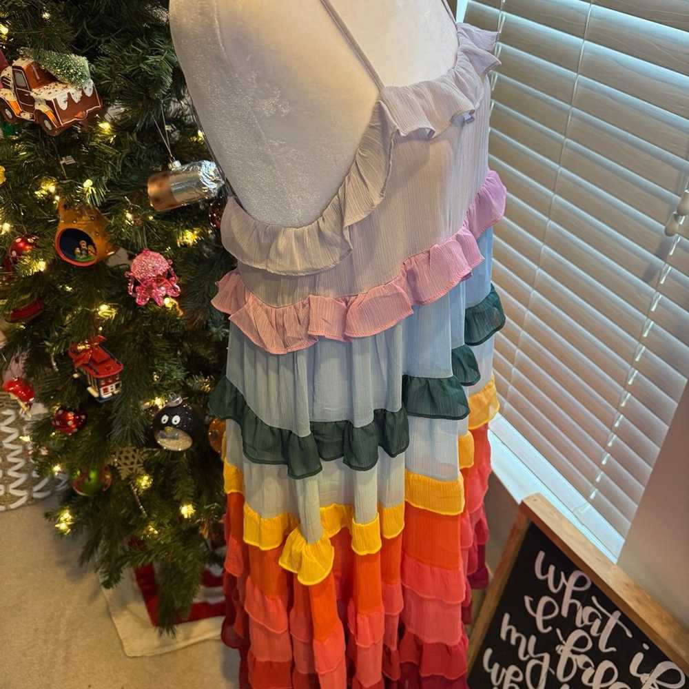 Tiered Ruffle Rainbow Midi dress by Storia, size … - image 2