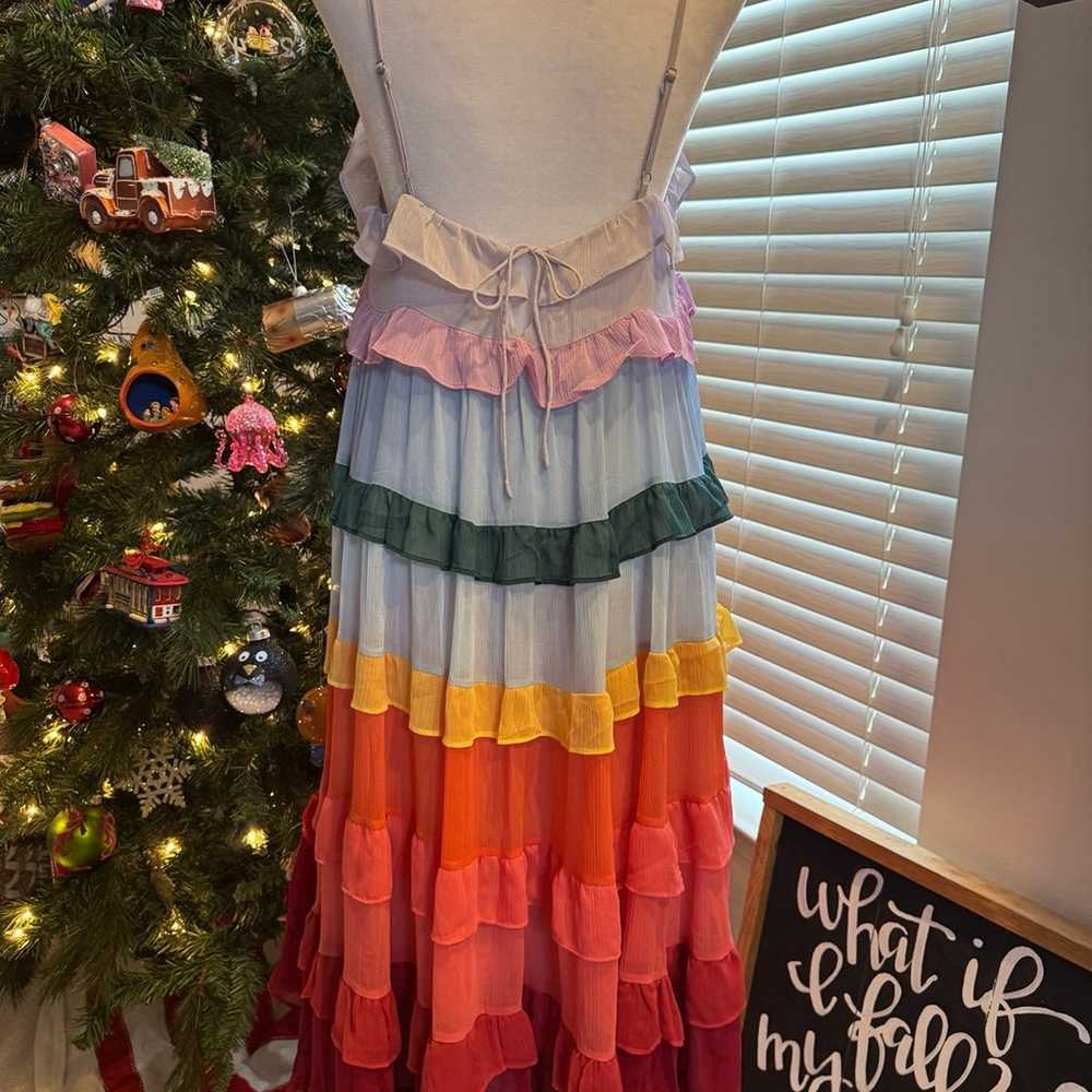 Tiered Ruffle Rainbow Midi dress by Storia, size … - image 4