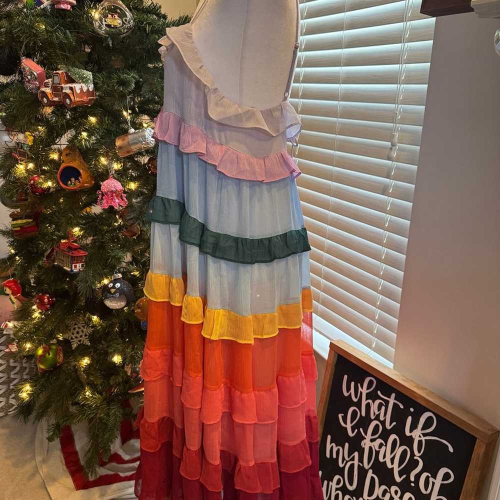 Tiered Ruffle Rainbow Midi dress by Storia, size … - image 6