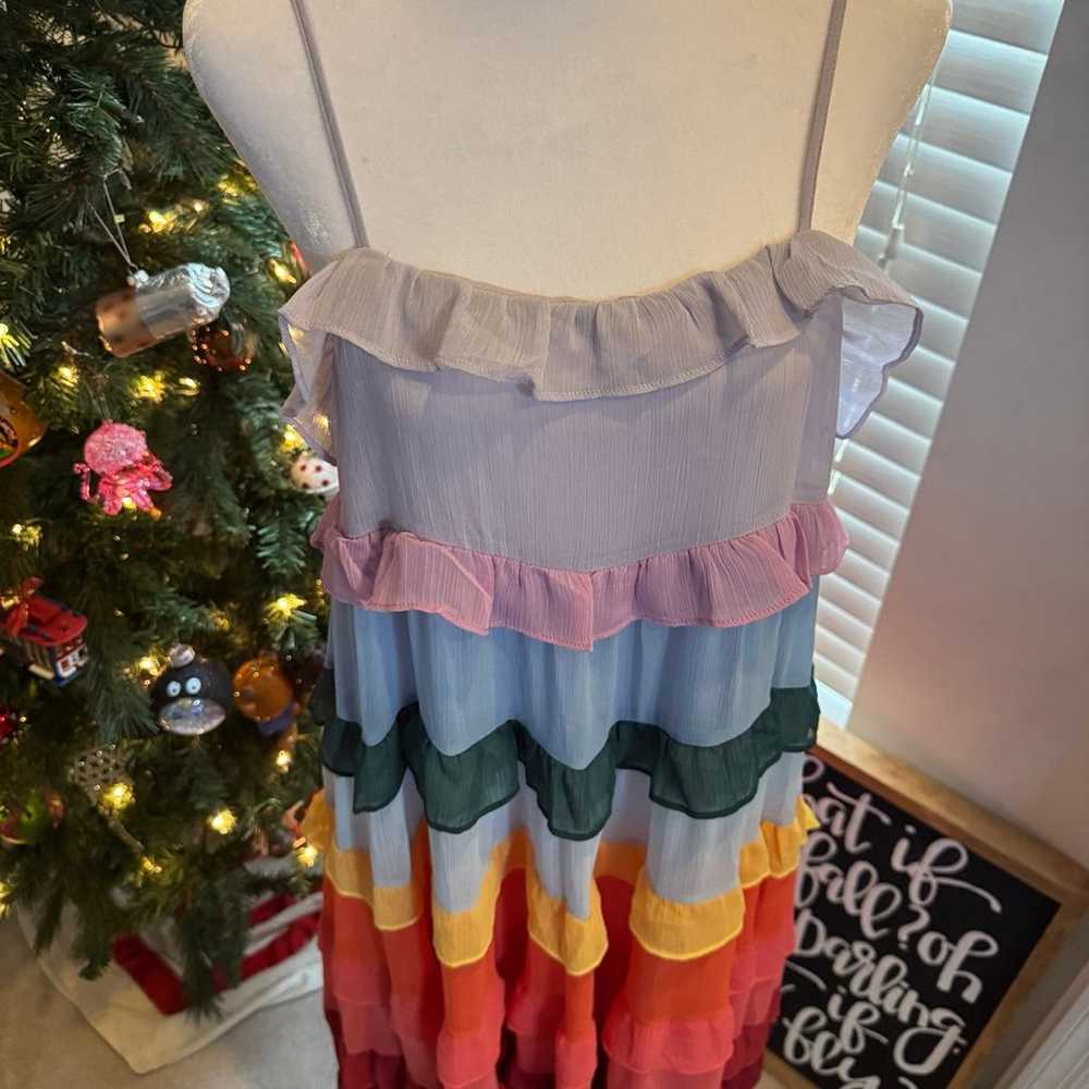 Tiered Ruffle Rainbow Midi dress by Storia, size … - image 7