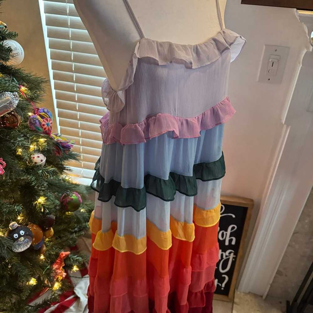 Tiered Ruffle Rainbow Midi dress by Storia, size … - image 8