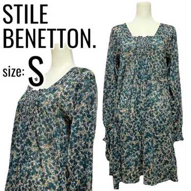 Style Benetton Flare Dress (S) Knee-length, Flowe… - image 1