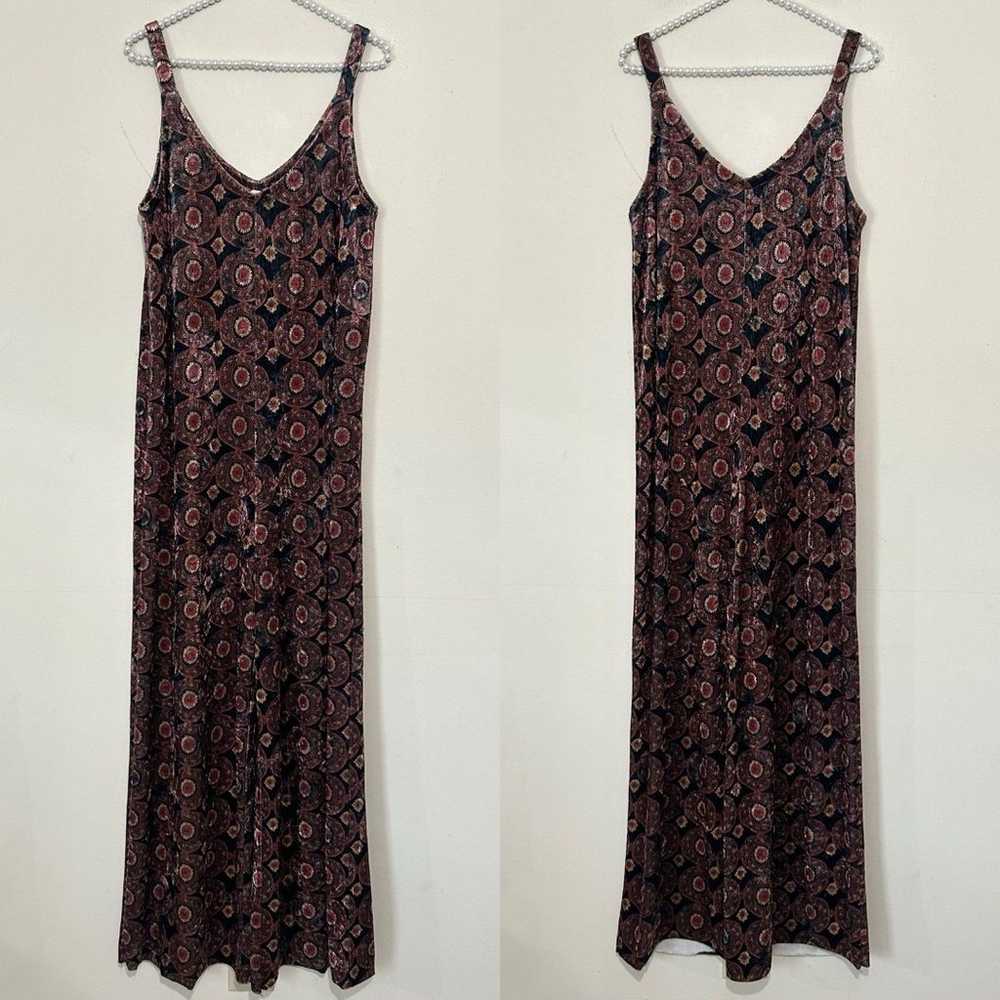 Natural Life Patterned Velvet Boho Sleeveless Jum… - image 1