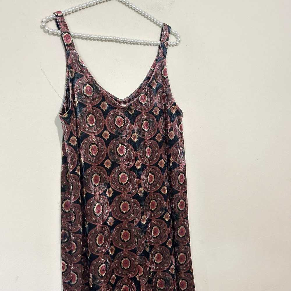 Natural Life Patterned Velvet Boho Sleeveless Jum… - image 2