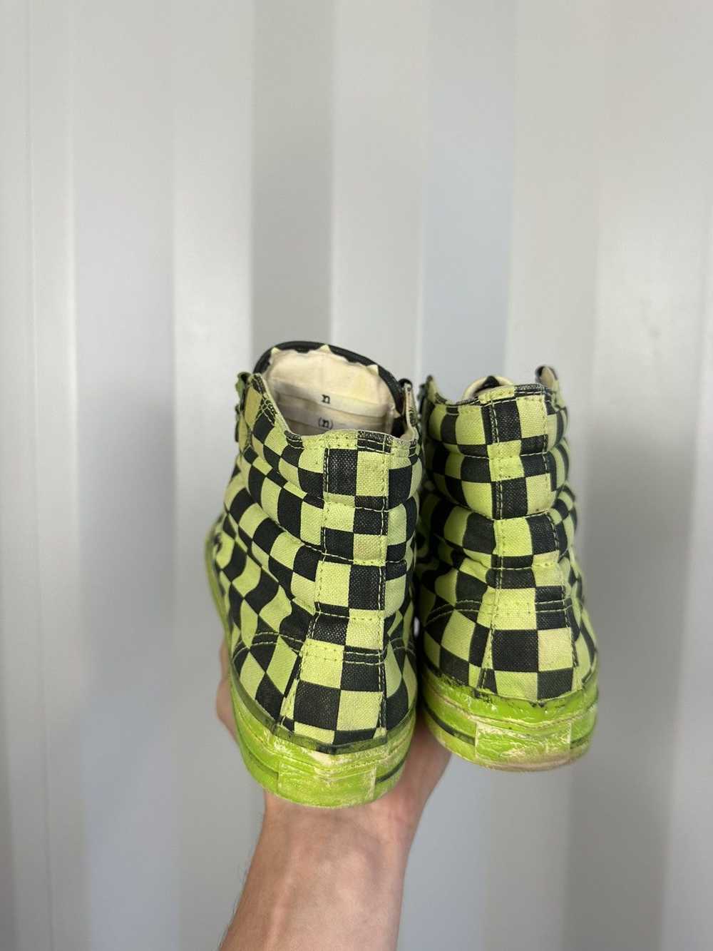 Number (N)ine Checkered Painted Thrashed Hightop - image 4