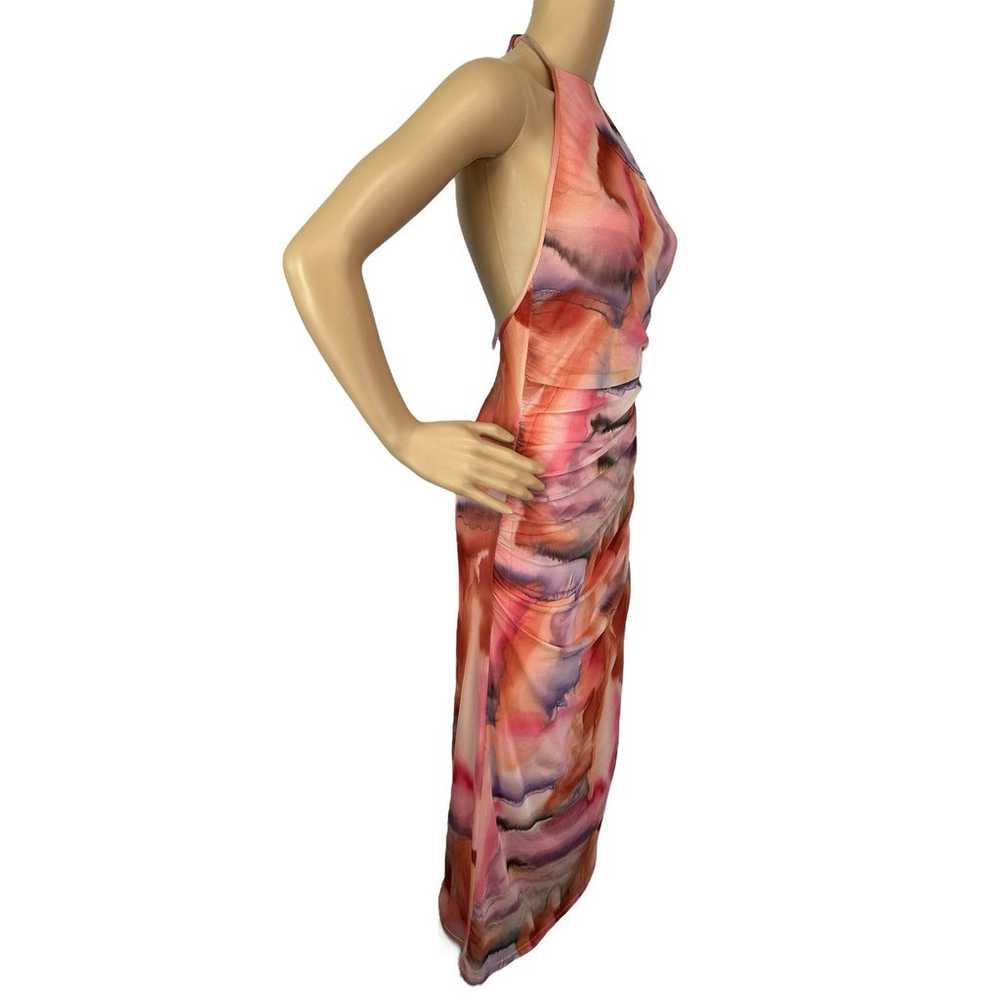 Zara Tulle Halter Pink Tie Dye Midi Dress Size M … - image 7