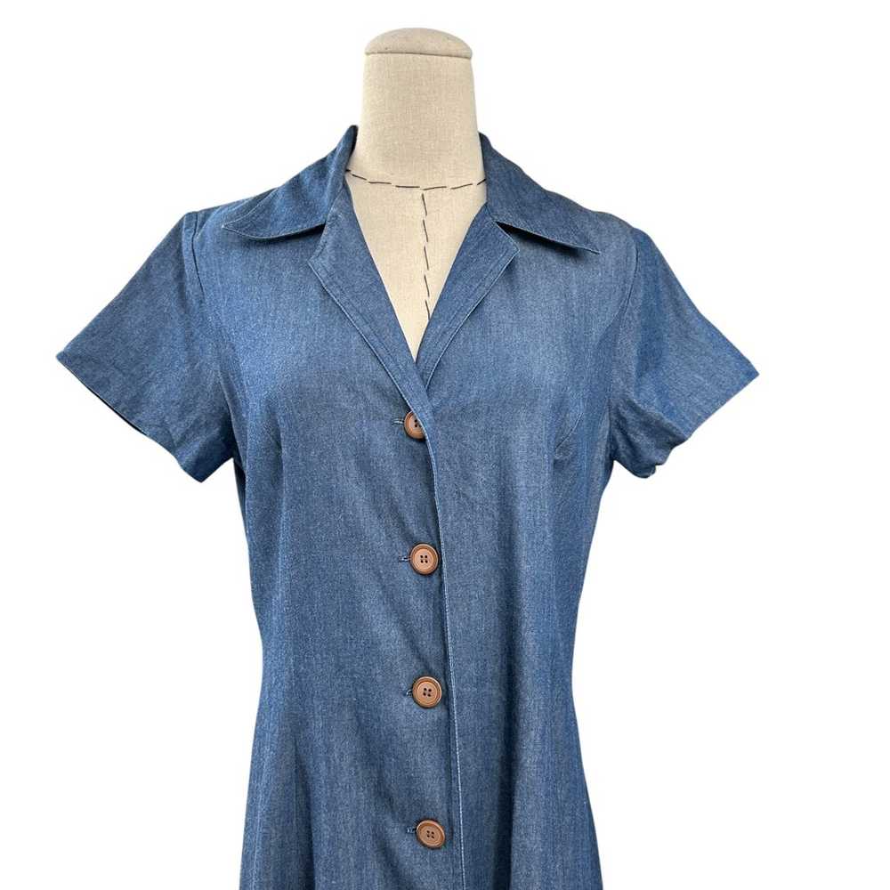 Talbots Vintage Blue Collared Short Sleeve Button… - image 2