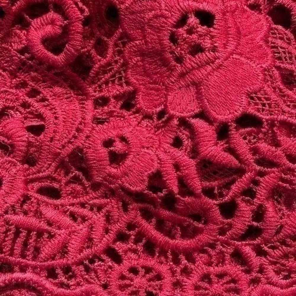 Selfie Leslie Dress Red Crocheted Floral Lace Off… - image 9