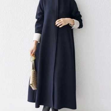 Navy long dress, long sleeve, cut-and-sew, size L - image 1