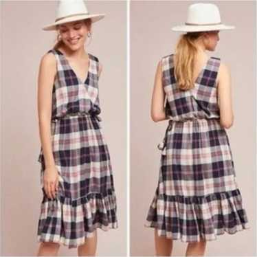 Anthropologie plaid sleeveless dickens midi dress… - image 1